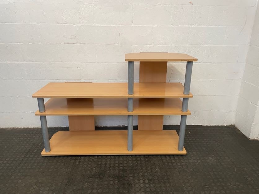 Light Print TV Stand With Shelves (Chipped Corner)