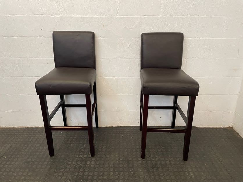 Brown Pleather Wood Bar Stool - PRICE DROP