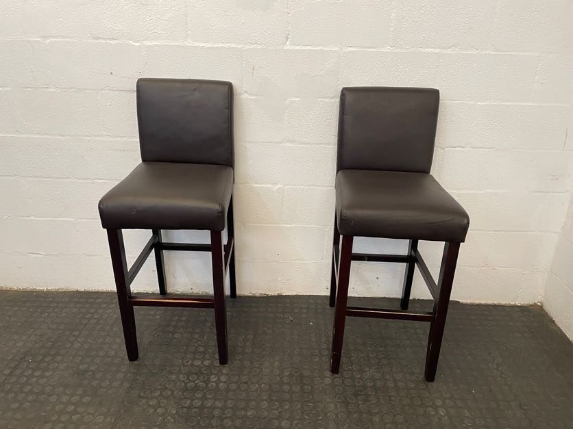 Brown Pleather Wood Bar Stool - PRICE DROP