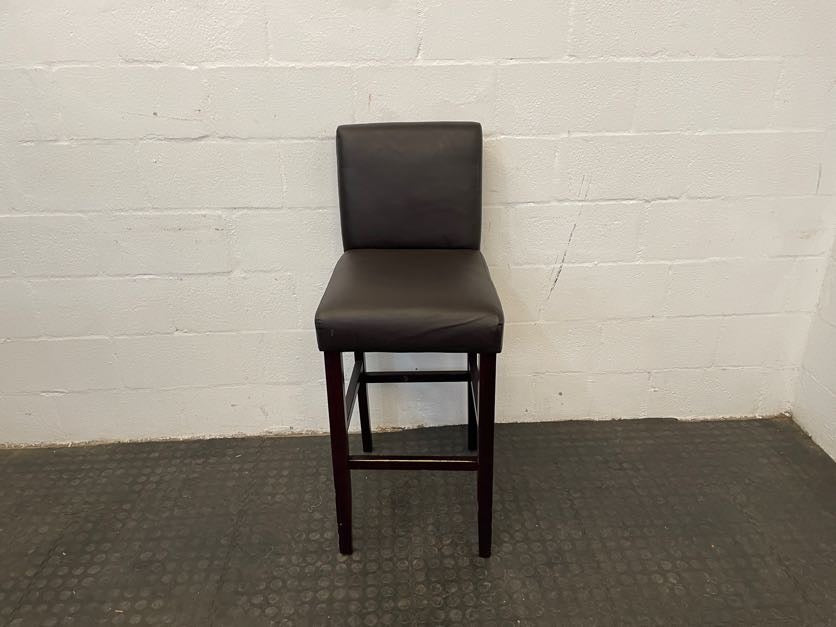 Brown Pleather Wood Bar Stool - PRICE DROP