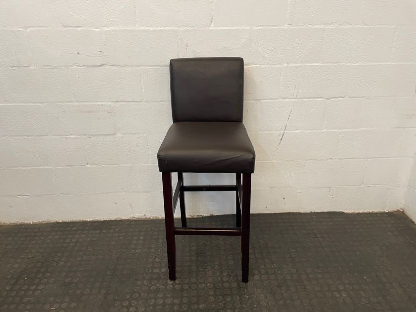 Brown Pleather Wood Bar Stool - PRICE DROP - 2ndhandwarehouse.com
