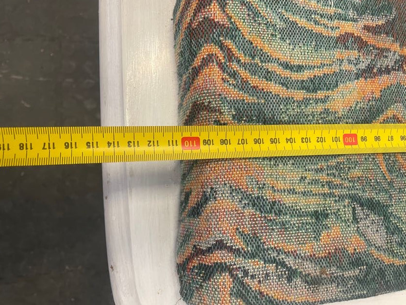 Green Print Padded Wooden Bench Seat