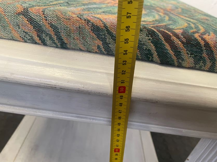 Green Print Padded Wooden Bench Seat