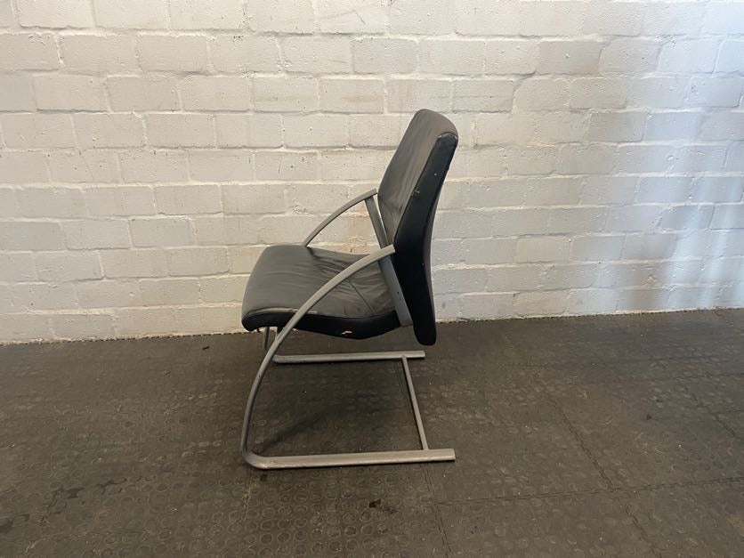 Grey Frame Pleather Visitors Chair - PRICE DROP - 2ndhandwarehouse.com