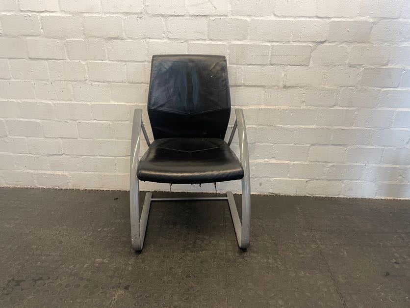 Grey Frame Pleather Visitors Chair - PRICE DROP