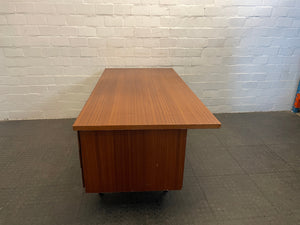 Dark Wood 5 Drawer Executive Desk (Glass Top)