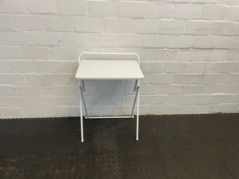 White Steel Folding Side Table