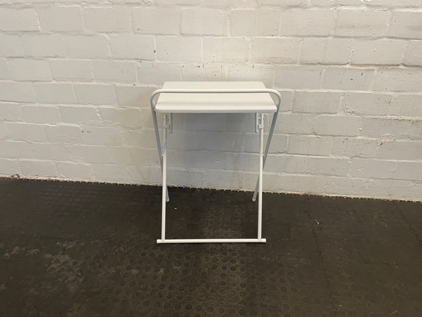 White Steel Folding Side Table
