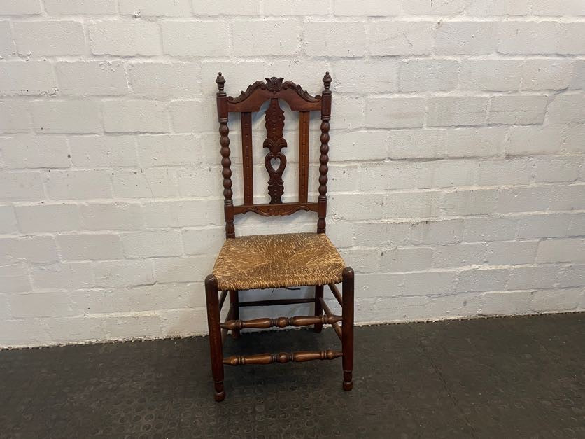 Ornate Wood &amp; Wicker Dining Chair - PRICE DROP