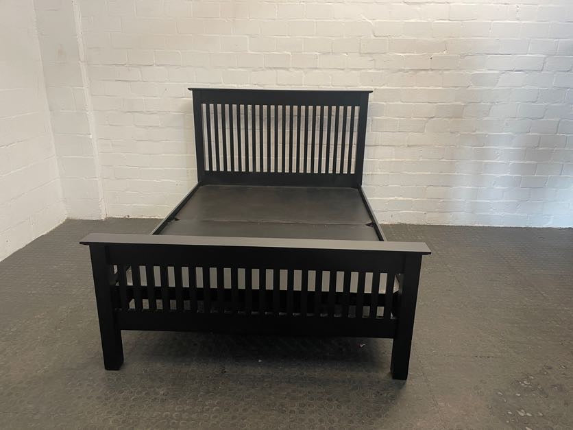 Black Wooden Sleigh Double Bed Base