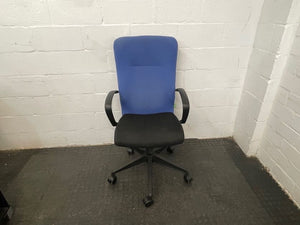Blue & Black Office Chair On Wheels