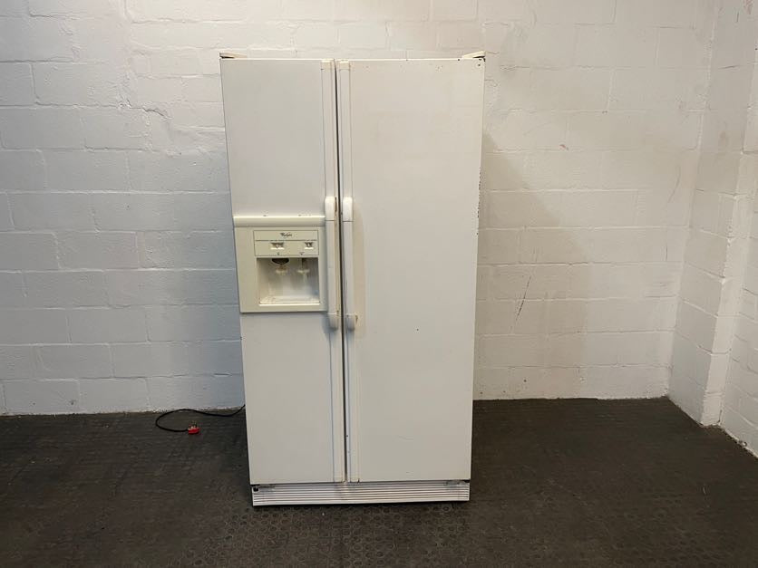 White Side By Side Whirlpool Fridge with Water & Ice Dispenser