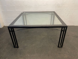 Black Frame Glass Top Dining Table - REDUCED