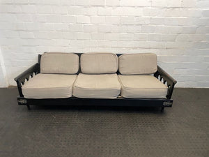 Dark Wood Frame 3 Seater Couch( 1 Cushion No Zip)