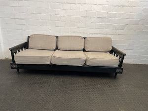 Dark Wood Frame 3 Seater Couch( 1 Cushion No Zip)
