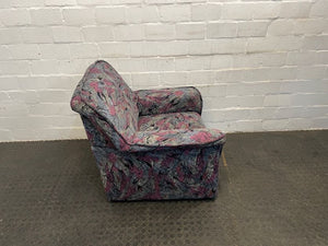 Grey & Pink Print 1 Seater Couch