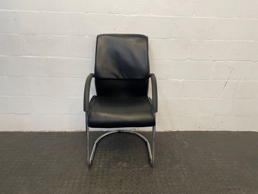 Black Leather Visitors Chair - PRICE DROP
