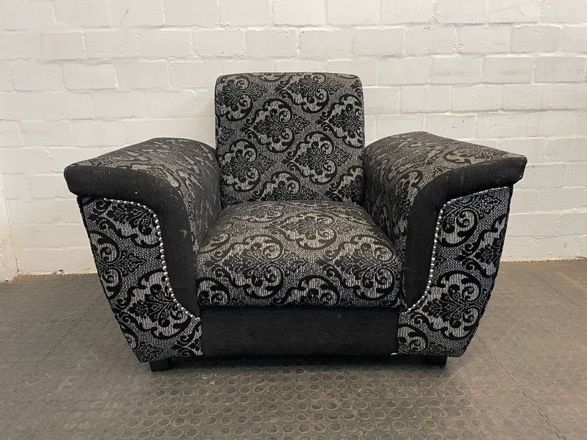 Black Print 1 Seater Couch