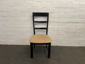 Dark Wood Cream Seat Dining Chair