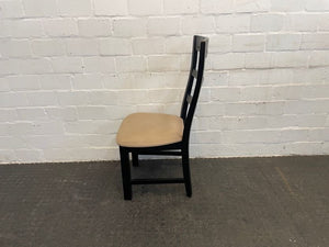 Dark Wood Cream Seat Dining Chair