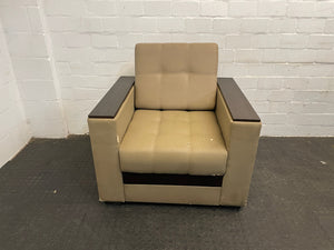 Cream & Brown 1 Seater Couch