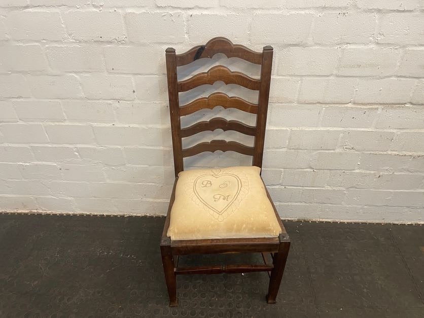 A44152-Brown Frame Cream Seat Dining Chair - PRICE DROP