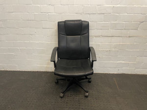 Black Pleather Office Chair On Wheels