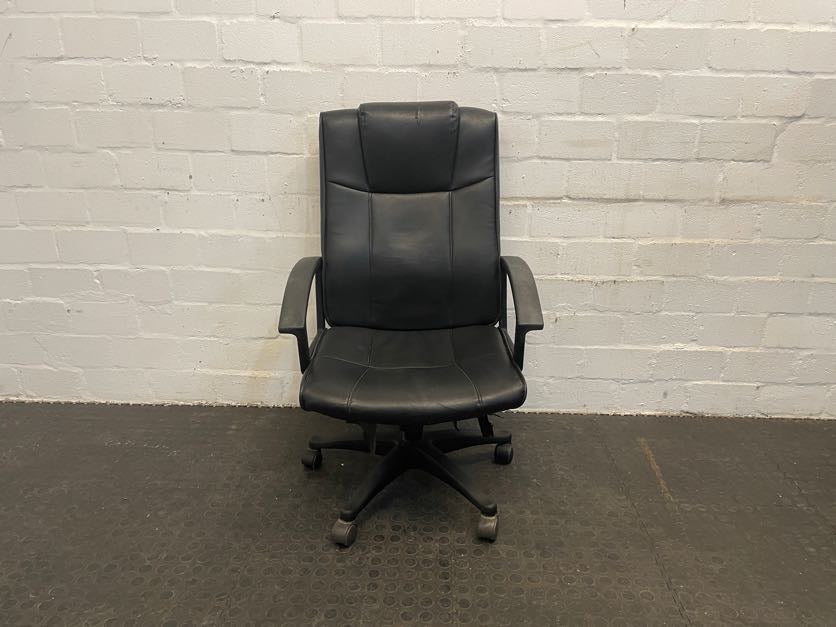 Black Pleather Office Chair On Wheels