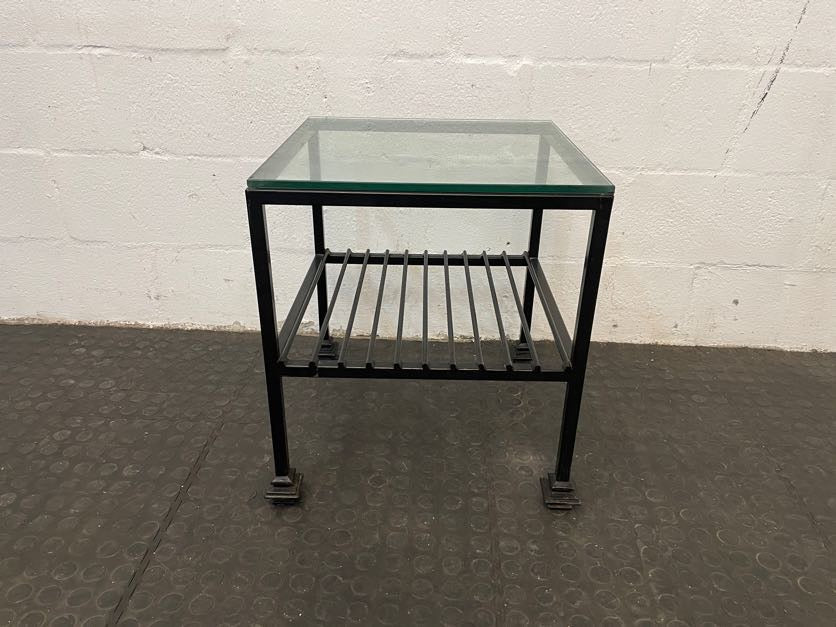 Black Frame Glass Top Side Table