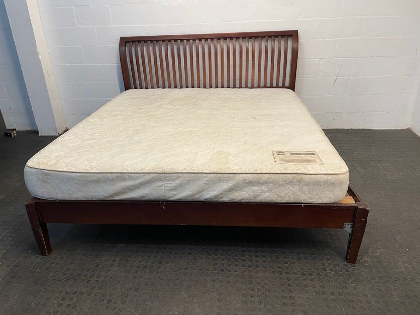 King Size Wooden Headboard & Base with Mattress