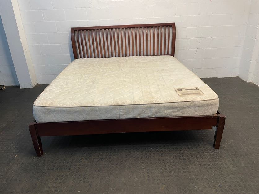 King Size Wooden Headboard & Base with Mattress