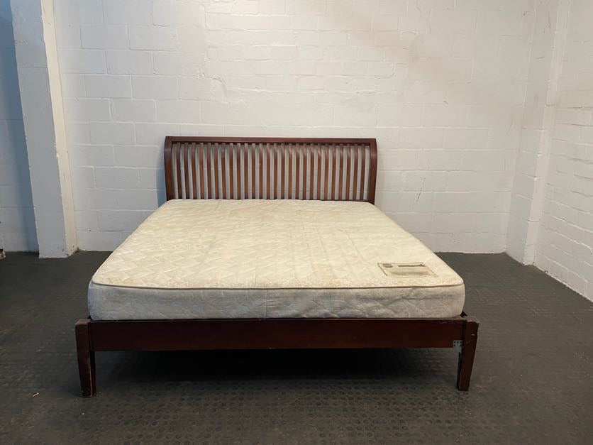 King Size Wooden Headboard & Base with Mattress