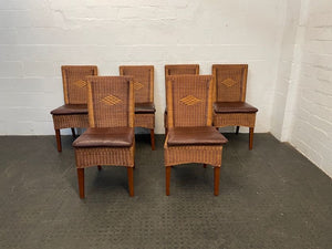 Wicker &amp; Brown Seat Dining Chair - PRICE DROP