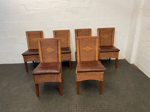 Wicker &amp; Brown Seat Dining Chair - PRICE DROP