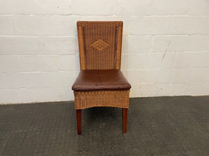 Wicker &amp; Brown Seat Dining Chair - PRICE DROP