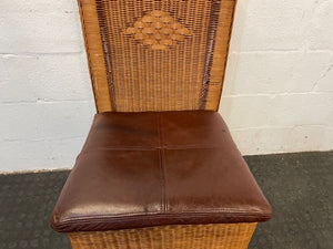 Wicker &amp; Brown Seat Dining Chair - PRICE DROP