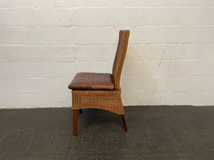 Wicker &amp; Brown Seat Dining Chair - PRICE DROP