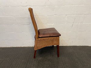 Wicker &amp; Brown Seat Dining Chair - PRICE DROP