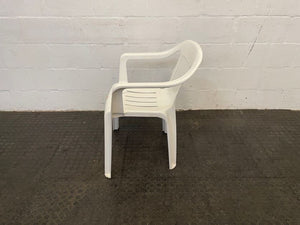 White Ribbed Broken Plastic Chair