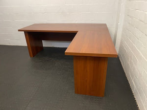 Light Cherry Wood L Shape Desk No Drawers - PRICE DROP