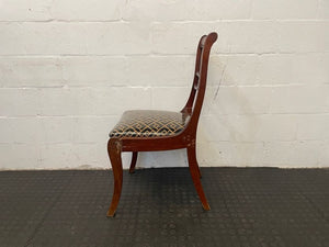 Cherry Wooden Dining Chair Printed Seat (Damaged Leg)