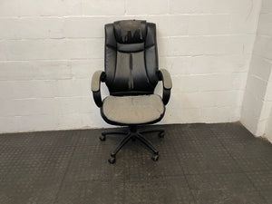 Black Ripped Seat Office Chair On Wheels - REDUCED