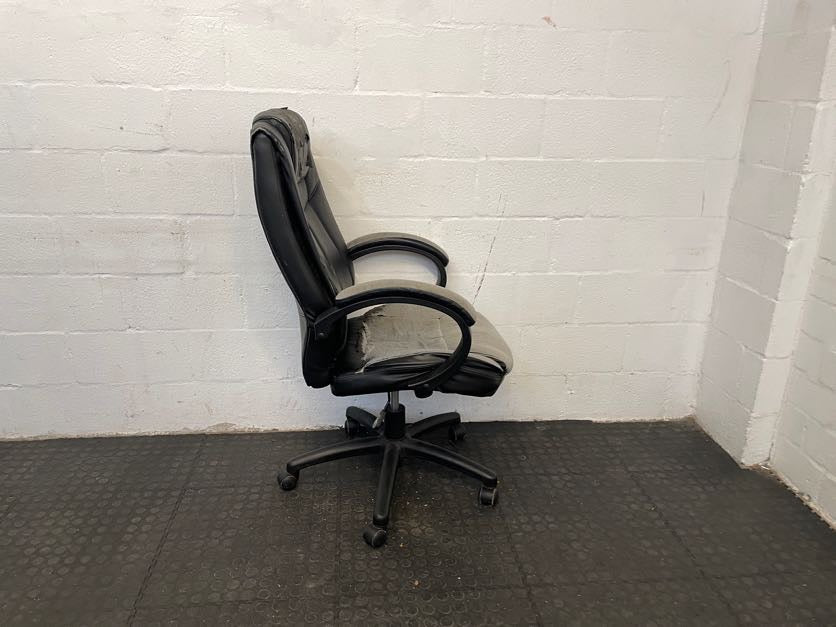 Black Ripped Seat Office Chair On Wheels - REDUCED