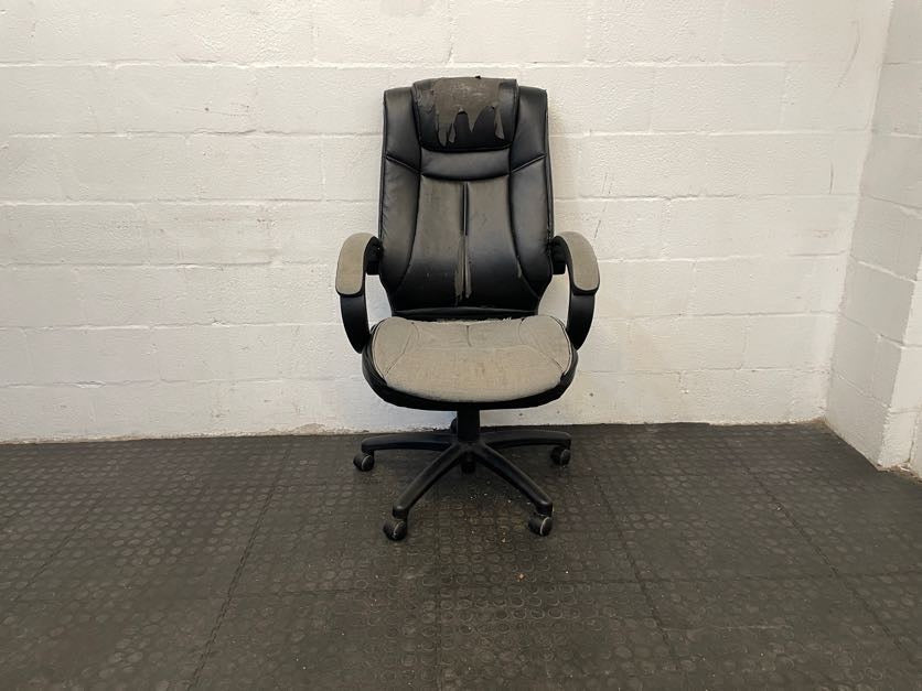 Black Ripped Seat Office Chair On Wheels - REDUCED