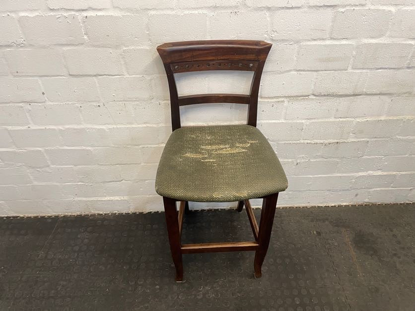 Dark Wood Green Seat Bar Stool - PRICE DROP
