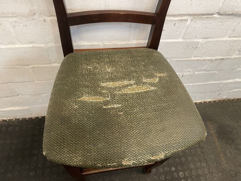 Dark Wood Green Seat Bar Stool - PRICE DROP