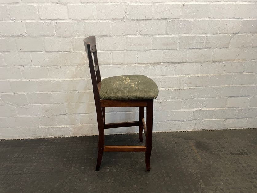 Dark Wood Green Seat Bar Stool - PRICE DROP