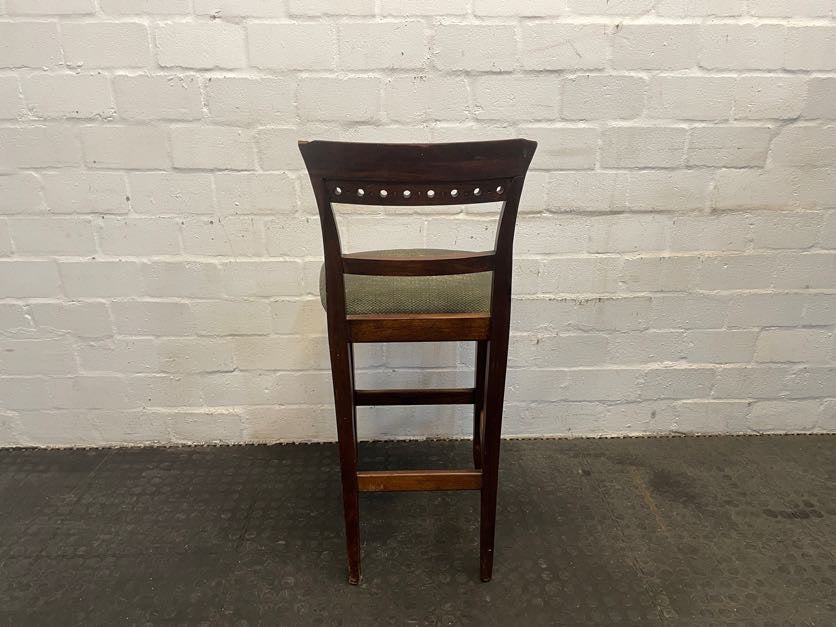 Dark Wood Green Seat Bar Stool - PRICE DROP