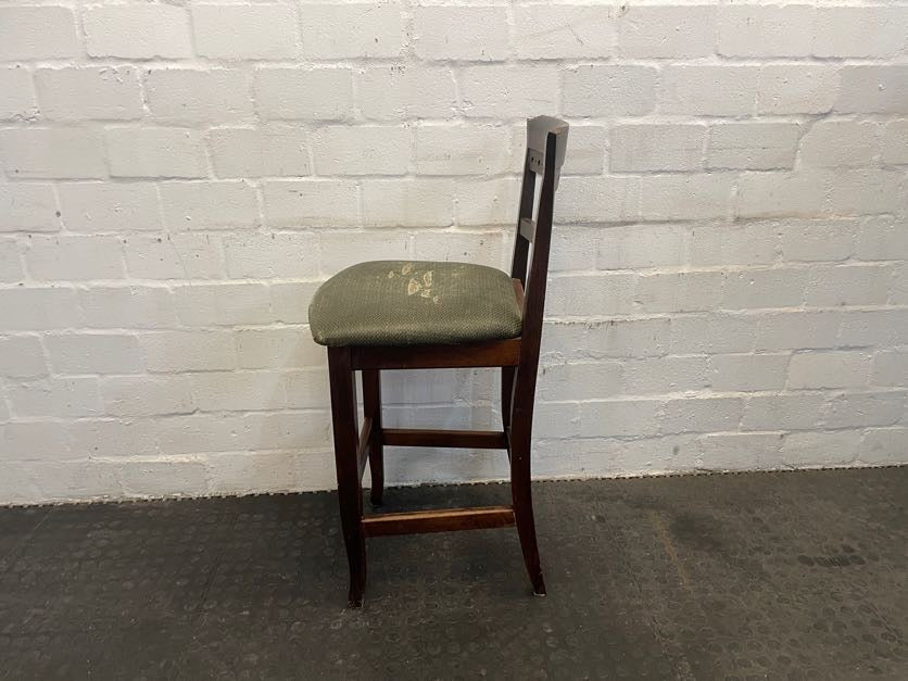 Dark Wood Green Seat Bar Stool - PRICE DROP