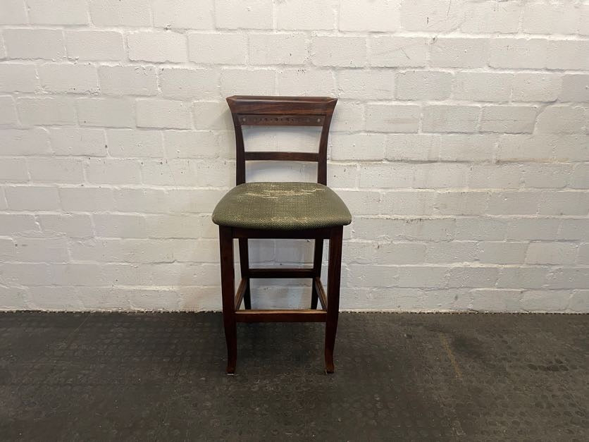Dark Wood Green Seat Bar Stool - PRICE DROP - 2ndhandwarehouse.com